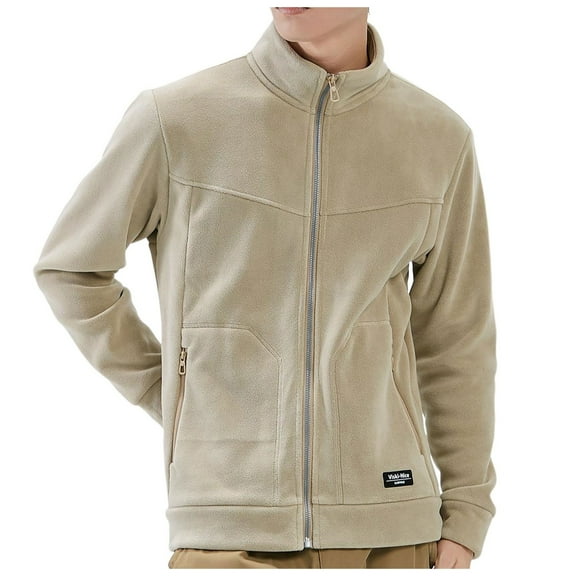 Dpytoraw Male Solid Color Fleece Cardigan Jacket With Fleece And Thick Warm Jacket For Autumn And Winter