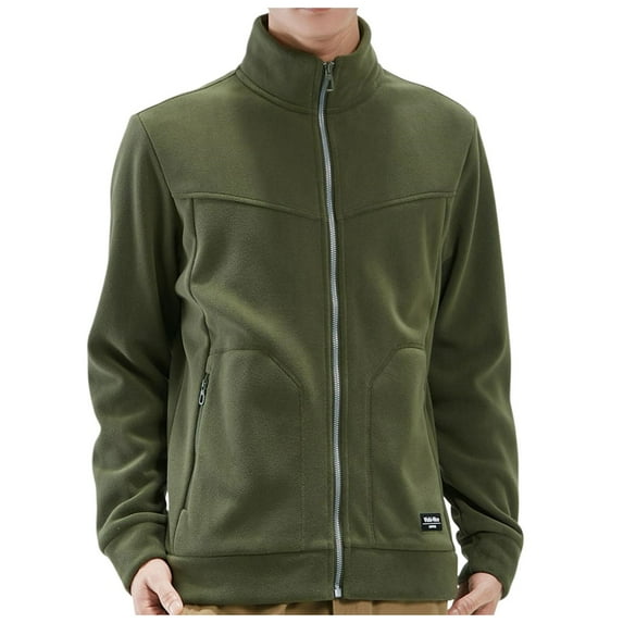 Dpytoraw Male Solid Color Fleece Cardigan Jacket With Fleece And Thick Warm Jacket For Autumn And Winter