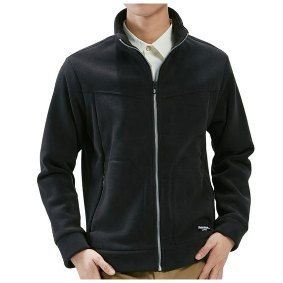 Dpytoraw Male Solid Color Fleece Cardigan Jacket With Fleece And Thick Warm Jacket For Autumn And Winter