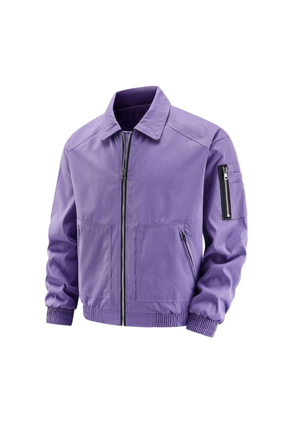 Male Solid Color Large Size Outdoor Autumn And Winter Jacket With Multiple Pockets And Lapel Air Force Flight Suit Baseball Jacket