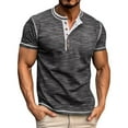 thumbnail image 1 of Dpytoraw Male Spring Short Sleeve Solid Color Letter Stripe Stitching Short Sleeve Top Pocket T-Shirts Men Grey XXXL, 1 of 5