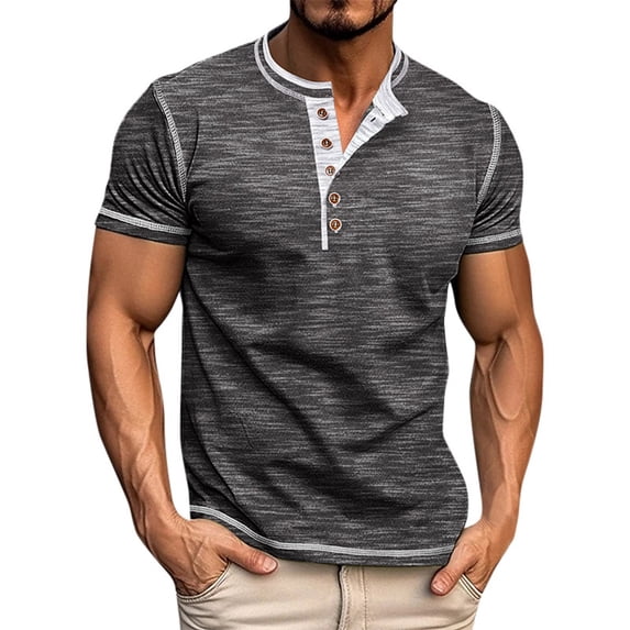 Dpytoraw Male Spring Short Sleeve Solid Color Letter Stripe Stitching Short Sleeve Top Pocket T-Shirts Men Grey XXXL