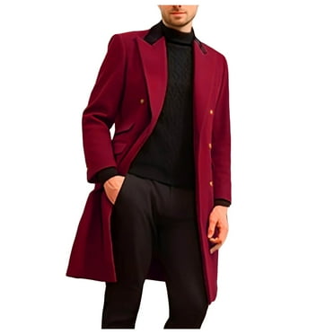 Dpytoraw Male Winter Coat Jacket Style Fashion Handsome Long Wool Overcoat Comfortable Warm Soft Coat