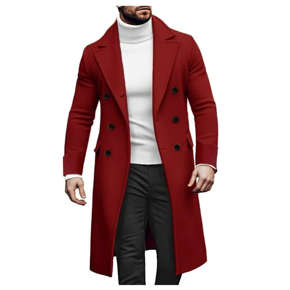 Dpytoraw Male Winter Coat Jacket Style Fashion Handsome Long Wool Overcoat Comfortable Warm Soft Coat