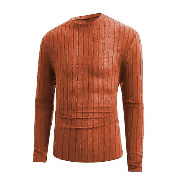 Dpytoraw Men Casual Fashion Trend Solid Color Round Neck Pullover Long Sleeve T Shirt