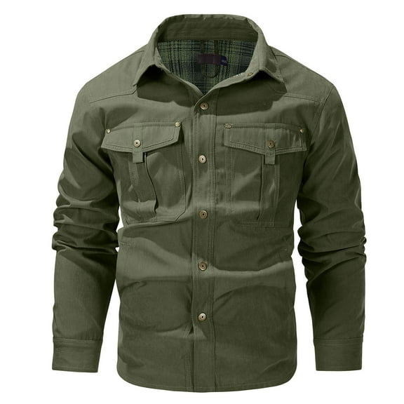 Dpytoraw Men Collar Checkered Flannel Button Up Cardigan Casual Jacket Business Fashionable And Comfortable Winter Jacket