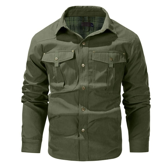 Dpytoraw Men Collar Checkered Flannel Button Up Cardigan Casual Jacket Business Fashionable And Comfortable Winter Jacket