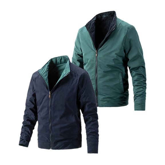 Dpytoraw Men Double Zipper Stand Up Collar Casual Jacket Winter Business Fashionable And Comfortable Jacket