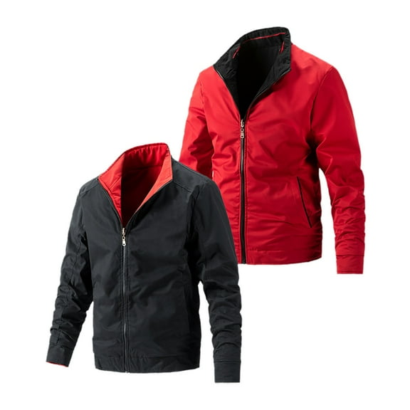 Dpytoraw Men Double Zipper Stand Up Collar Casual Jacket Winter Business Fashionable And Comfortable Jacket