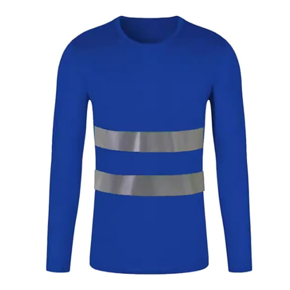 Dpytoraw Men High Vis Reflective T Shirt Long Sleeve Mesh Shirts Work Shirt Men’s T-Shirts Blue XXXXL