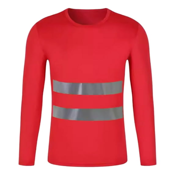 Dpytoraw Men High Vis Reflective T Shirt Long Sleeve Mesh Shirts Work Shirt Men’s T-Shirts Red XXL