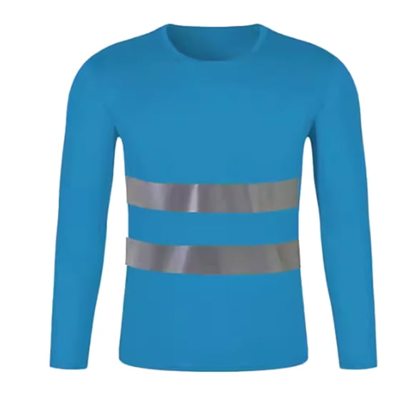 Dpytoraw Men High Vis Reflective T Shirt Long Sleeve Mesh Shirts Work Shirt Men’s T-Shirts Sky Blue XL