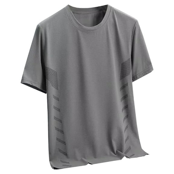 Dpytoraw Men Ice Screen Eye Breathable Thin Solid Color Casual Summer Youth Crew Neck T Shirt Men V-Neck T-Shirts Men Dark Gray XXXXXL