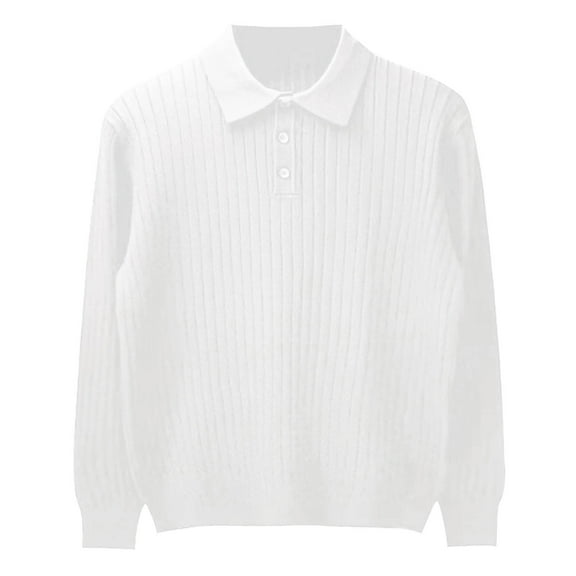 Dpytoraw Men Retro Long Sleeved Striped Lapel Sweater Slim Shirt