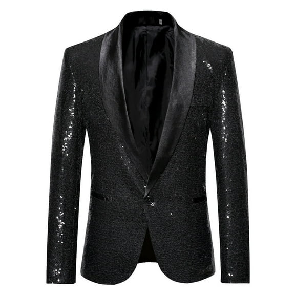 Dpytoraw Men'S Casual Fashion Suit Sequin Male Stage Personality Performance Emcee Sequin Solid Color Suit