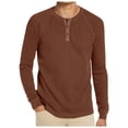 thumbnail image 1 of Dpytoraw Men Solid Color Button Round Neck Raglan Sleeve Long Sleeved T Shirt Casual Loose Business Trend Comfortable Top, 1 of 5