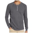 thumbnail image 1 of Dpytoraw Men Solid Color Button Round Neck Raglan Sleeve Long Sleeved T Shirt Casual Loose Business Trend Comfortable Top, 1 of 5
