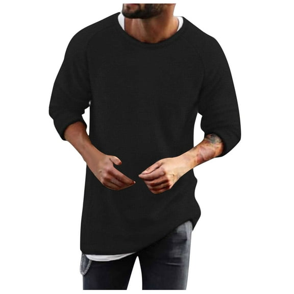 Dpytoraw Men Solid Color Round Neck Raglan Knitted Sweater Casual And Loose Business Trend Foreign Trade Sweater