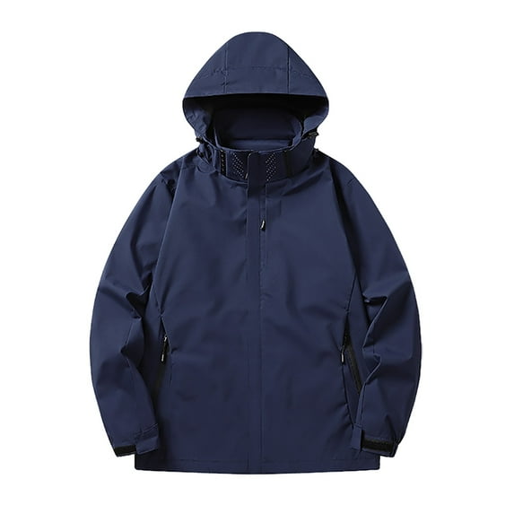 Dpytoraw Men Solid Color Windproof And Hooded Suit Outdoor Hiking Suit Breathable Loose Casual Comfortable Trendy Sports Jacket