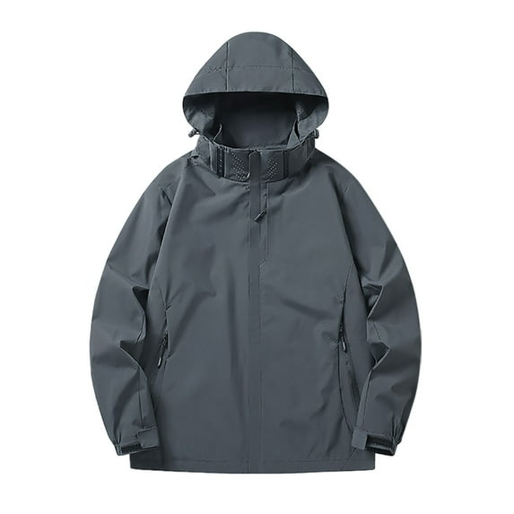 Dpytoraw Men Solid Color Windproof And Hooded Suit Outdoor Hiking Suit Breathable Loose Casual Comfortable Trendy Sports Jacket