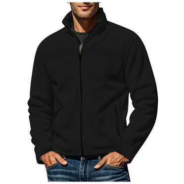 Dpytoraw Men Solid Color Zipper Stand Up Collar Cardigan Fleece Jacket Casual Loose Business Trend Comfortable Jacket