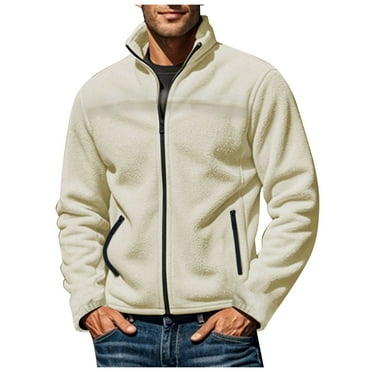 Dpytoraw Men Solid Color Zipper Stand Up Collar Cardigan Fleece Jacket Casual Loose Business Trend Comfortable Jacket