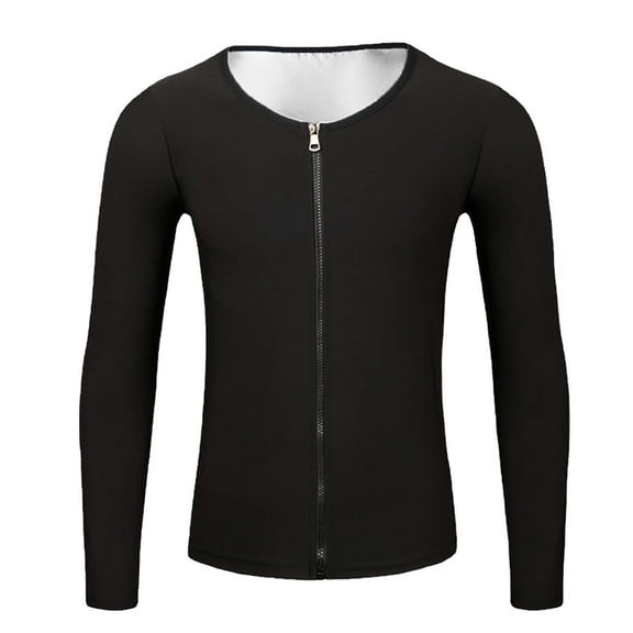 Dpytoraw Men Sports Long Sleeve Sweat Vest Fitness Belly Zip Shapewear