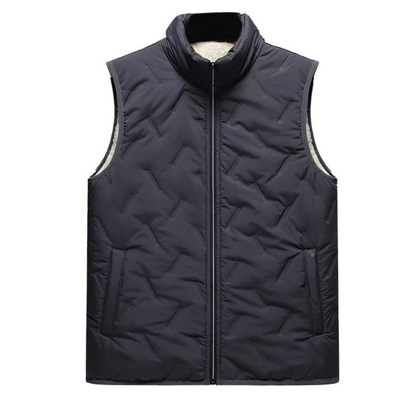 Dpytoraw Men Vest Plus Velvet Plus Vest Casual Fashion Warm Dad Vest Back