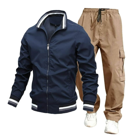Dpytoraw Men's 2024 Sweat Suit 2 Piece Outfit Casual Contrast Sports Jogging Tracksuits Set