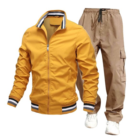 Dpytoraw Men's 2024 Sweat Suit 2 Piece Outfit Casual Contrast Sports Jogging Tracksuits Set