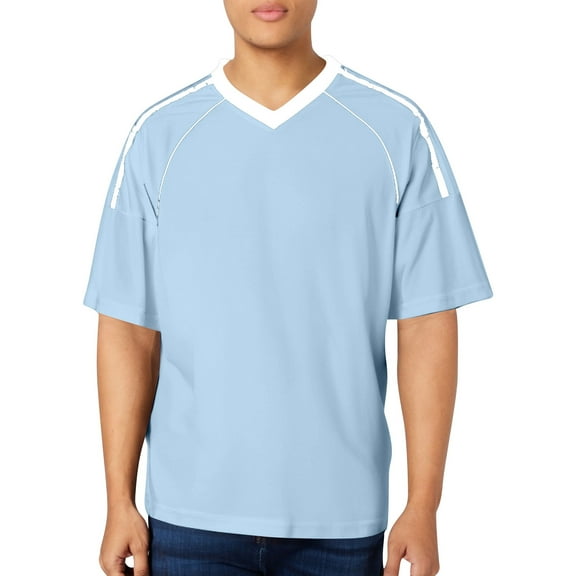 Dpytoraw Men's And Women's V Neck Short Sleeve T Shirt Lightweight Breathable Multiple Colors Oversized T-Shirts Men Sky Blue S