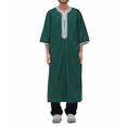 thumbnail image 1 of Dpytoraw Men's Arab Long Sleeve Embroidered Thobe Traditional Middle Robe For Muslim Wear Elegant Dress Long Robe With Pockets Men’s Linen Shirts, 1 of 3