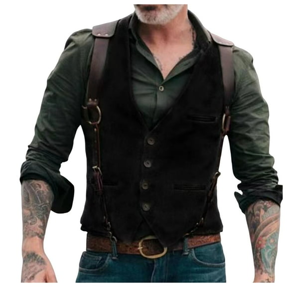 Dpytoraw Men's Autumn Retro Single Vest Fashion Suit Vest