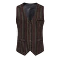 thumbnail image 1 of Dpytoraw Men's Autumn Retro Single Fashion Striped Suit Vest, 1 of 5