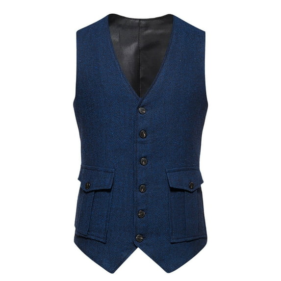 Dpytoraw Men's Autumn Retro Single Three Pocket Fashion Suit Vest