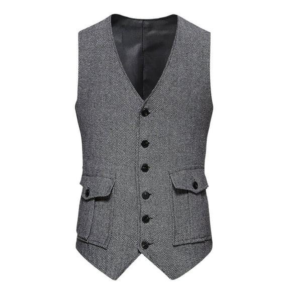 Dpytoraw Men's Autumn Retro Single Three Pocket Fashion Suit Vest