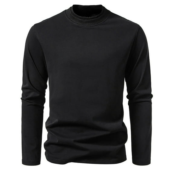 Dpytoraw Men’s Autumn Winter Fashion Crew Neck Solid Color Long Sleeve T Shirt Male's Clothing