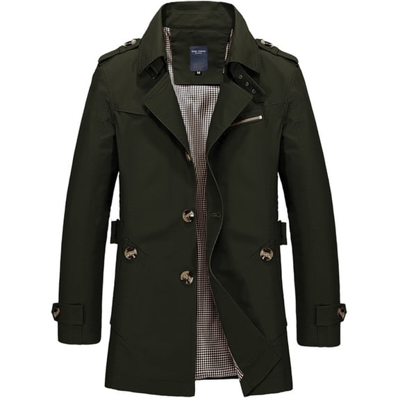 Dpytoraw Men's Autumn&Winter Solid Color Turndown Collar Long Sleeved Single Jacket