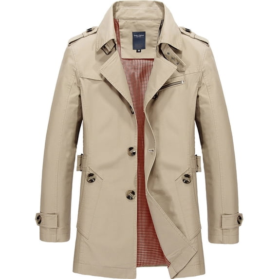 Dpytoraw Men's Autumn&Winter Solid Color Turndown Collar Long Sleeved Single Jacket