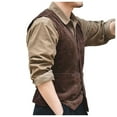 thumbnail image 1 of Dpytoraw Men's British Style Men's Vest Vintage Corduroy Men's Vest Vest Vest Coat Solid Color Cargo Top, 1 of 5