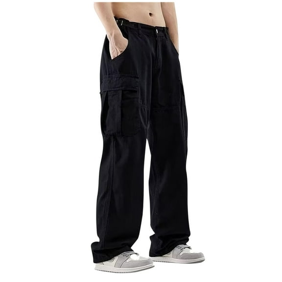 Dpytoraw Men's Casual Baggy Cargo Pants Casual Streetwear Wide Leg Trousers