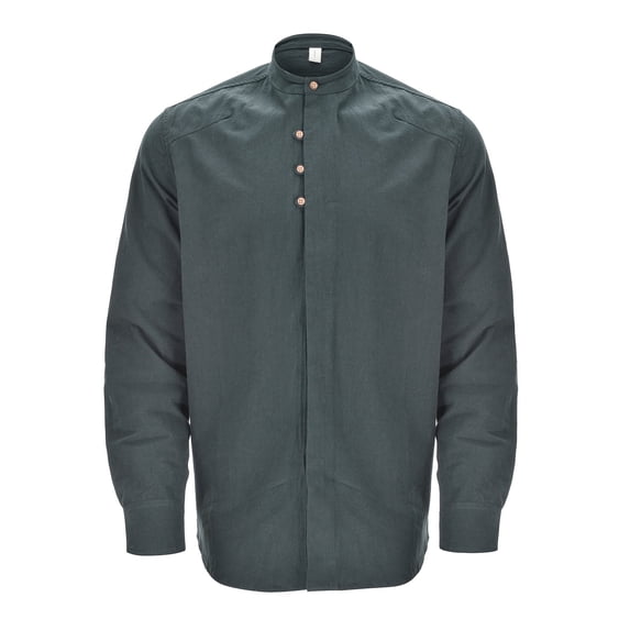 Dpytoraw Men's Casual Fashion Solid Color Stand Collar Long Sleeve Slim Fit Shirt