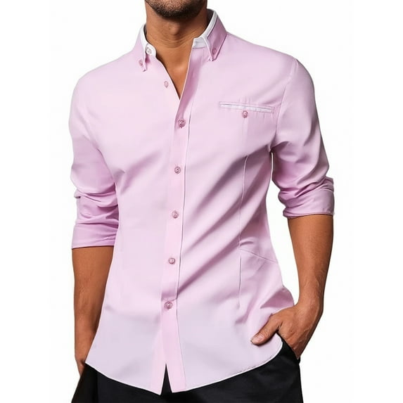 Dpytoraw Men's Casual Long Sleeve Shirt With Pocket Stylish Everyday Wear Lightweight And Comfortable Option For Any Occasion Men’s Slim Fit Shirts