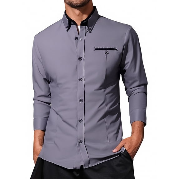 Dpytoraw Men's Casual Long Sleeve Shirt With Pocket Stylish Everyday Wear Lightweight And Comfortable Option For Any Occasion Men’s Work Shirts