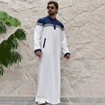 thumbnail image 1 of Dpytoraw Men's Casual Muslim Arab Middle Eight Sleeve Embroidered Robe Men’s Wrinkle-Free Shirts, 1 of 5