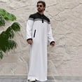 thumbnail image 1 of Dpytoraw Men's Casual Muslim Arab Middle Eight Sleeve Embroidered Robe Men’s Wrinkle-Free Shirts, 1 of 5
