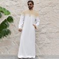 thumbnail image 1 of Dpytoraw Men's Casual Muslim Arab Middle Eight Sleeve Embroidered Robe Men’s Wrinkle-Free Shirts, 1 of 5