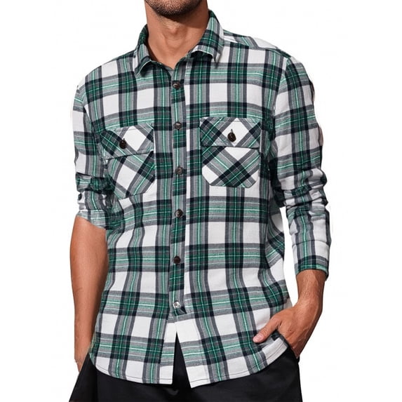 Dpytoraw Men's Casual Plaid Work Long Sleeve Shirt Lightweight Breathable Button Up Top For Everyday Wear And Outdoor Activities Men’s Wrinkle-Free Shirts