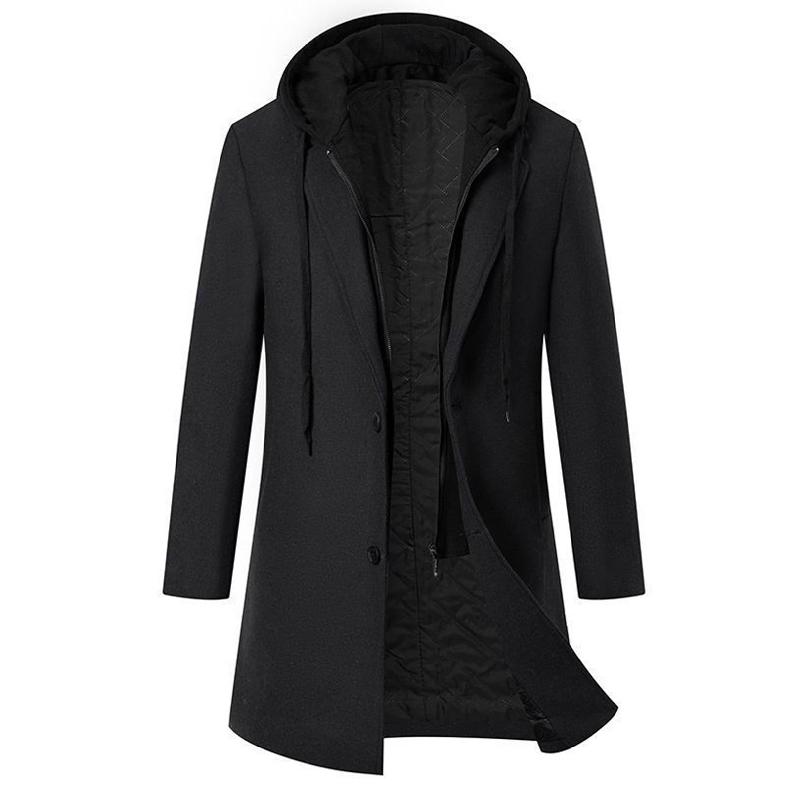 ジャケット・アウター T/SEHNE double layered pea coat black Amazon.com: QWENTMTNTY Peacoat Mens Coat with Hood Mens