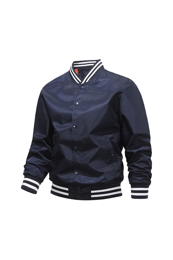 Men's College Jacket Classic Loose Lightweight Cotton Letterman Baseball Jacket M 4XL